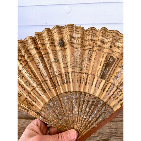 Antique 1880s Japan Rice Paper Hand Fan Bissel Vacuum Advertisement Hand Painted - Picture 11 of 16